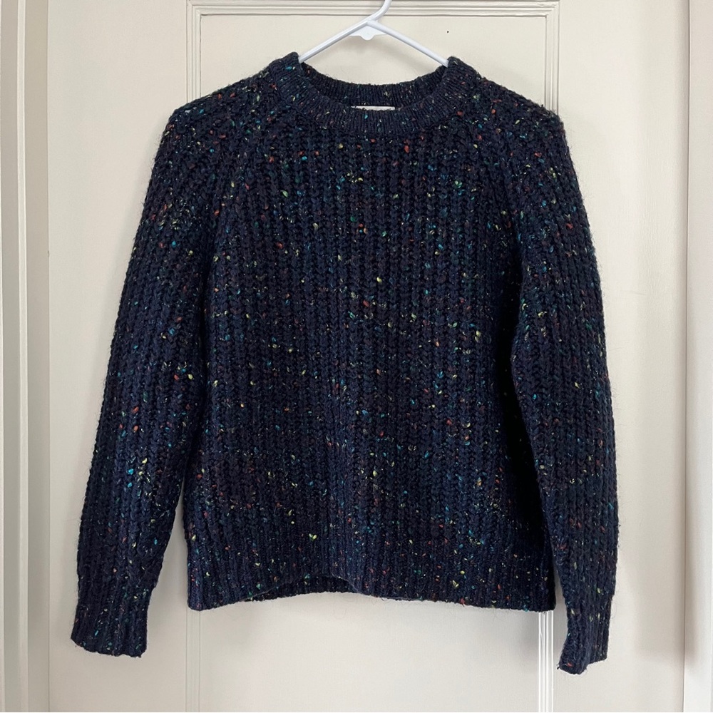 Meters/bonwe Speckled Multicolor Knit Sweater Navy Crewneck Small